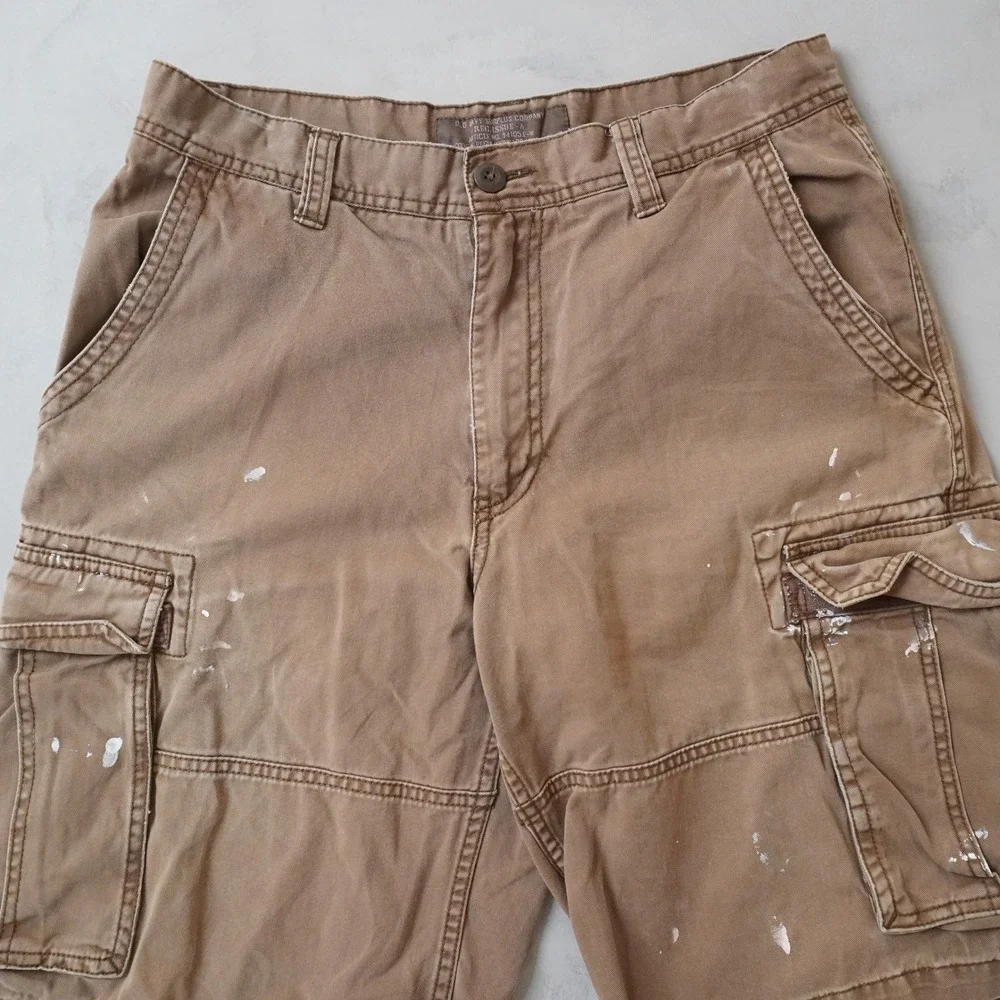 Old Navy Surplus Company Cargo Shorts 31 Mens Brown Khaki Paint Y2K Utility